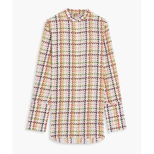 Adam Lippes Plaid Check Button Down Shirt Blouse Stripe Cotton Silk Pink Red 2